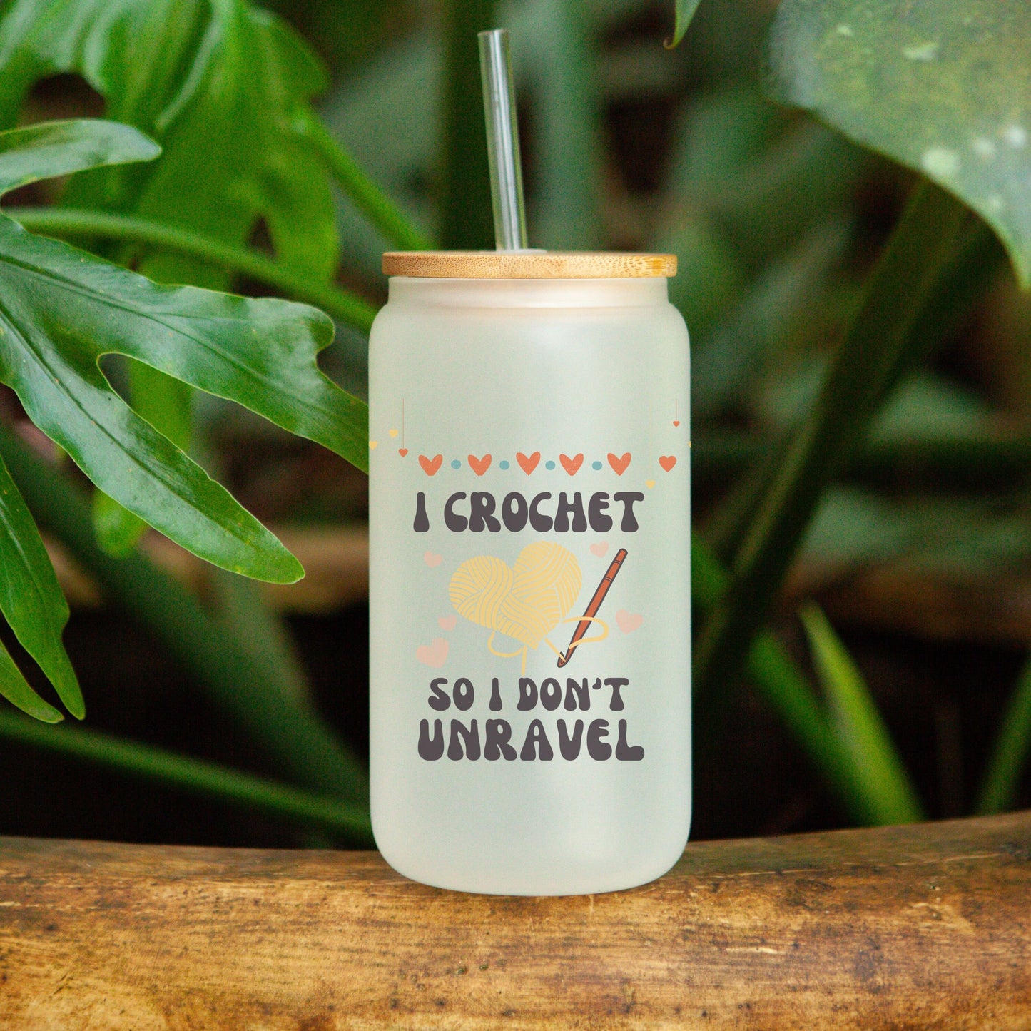 Crochet Lover Iced Coffee Glass Can, Funny Crochet Drinkware, Crochet Lover Gift, Knotty Hooker, Coffee Mug, Book Lover Mental Health Gift