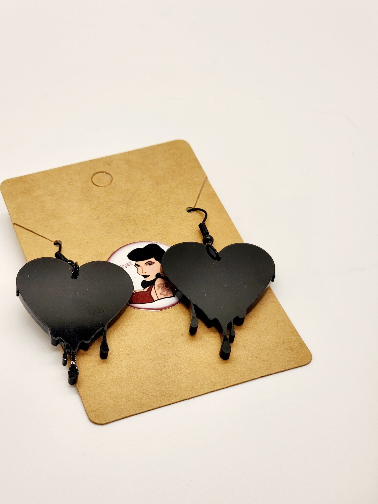 FUCK Drippy Melting Heart Statement Dangle Earrings|Gothic Black Heart Jewelry|Handmade Gift|Gothic Handmade Jewelry|Sassy Funny Saying Gift