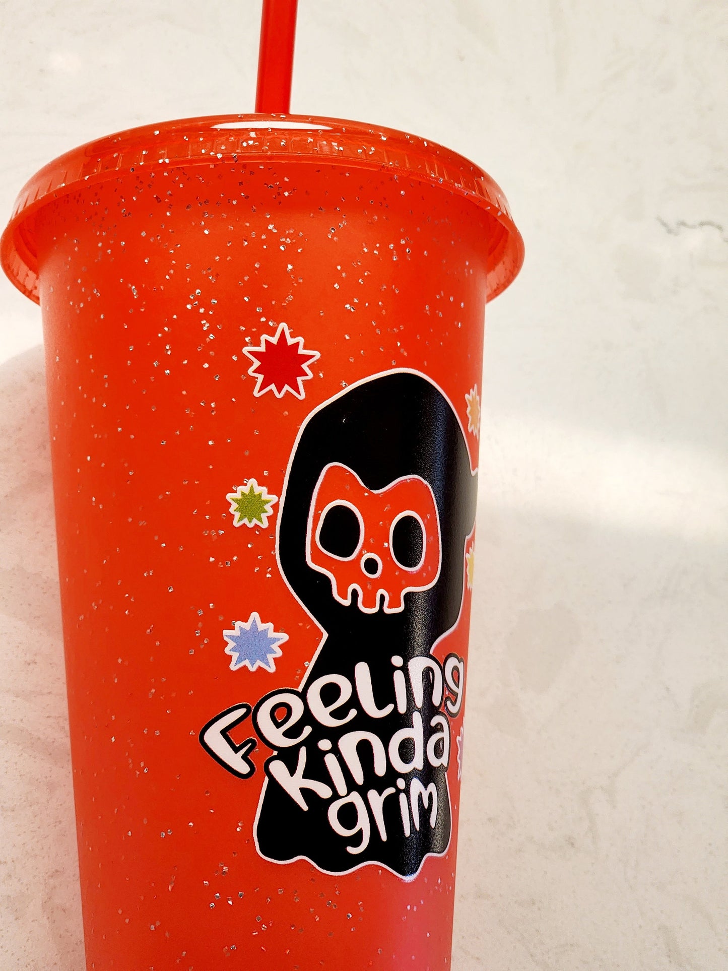 Grim Reaper Cute Gothic Cold Cup, Spooky Cold Cup, Gothic Coffee Tumbler, Kawaii Tumbler, Reusable Drinkware, Goth Water Cup, Funny Cup