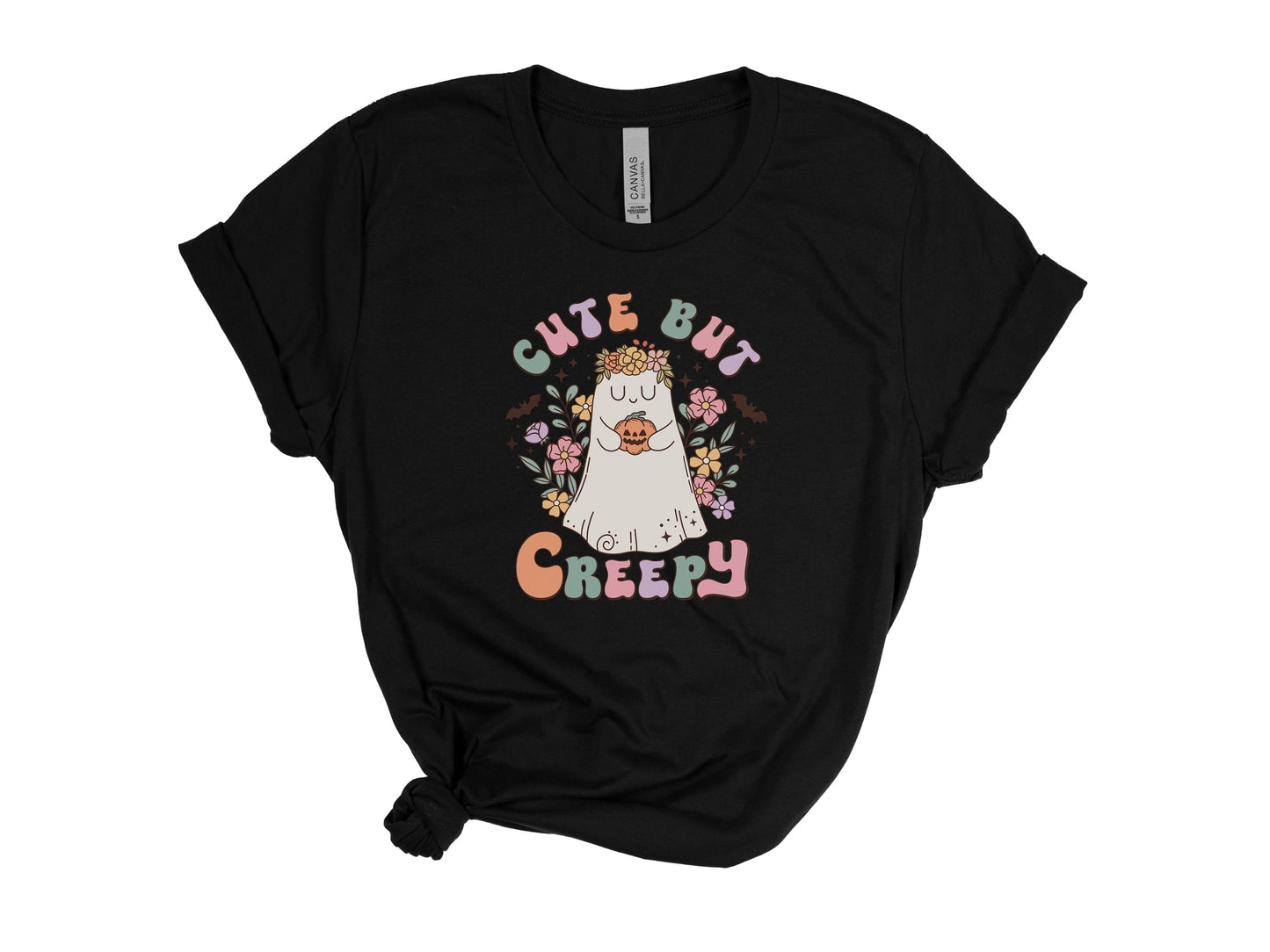 Spooky but Creepy Spooky season tee, gothic shirt, Halloween shirt, fall clothing, spooky season, ghost shirt, pumpkin shirt, retro tee