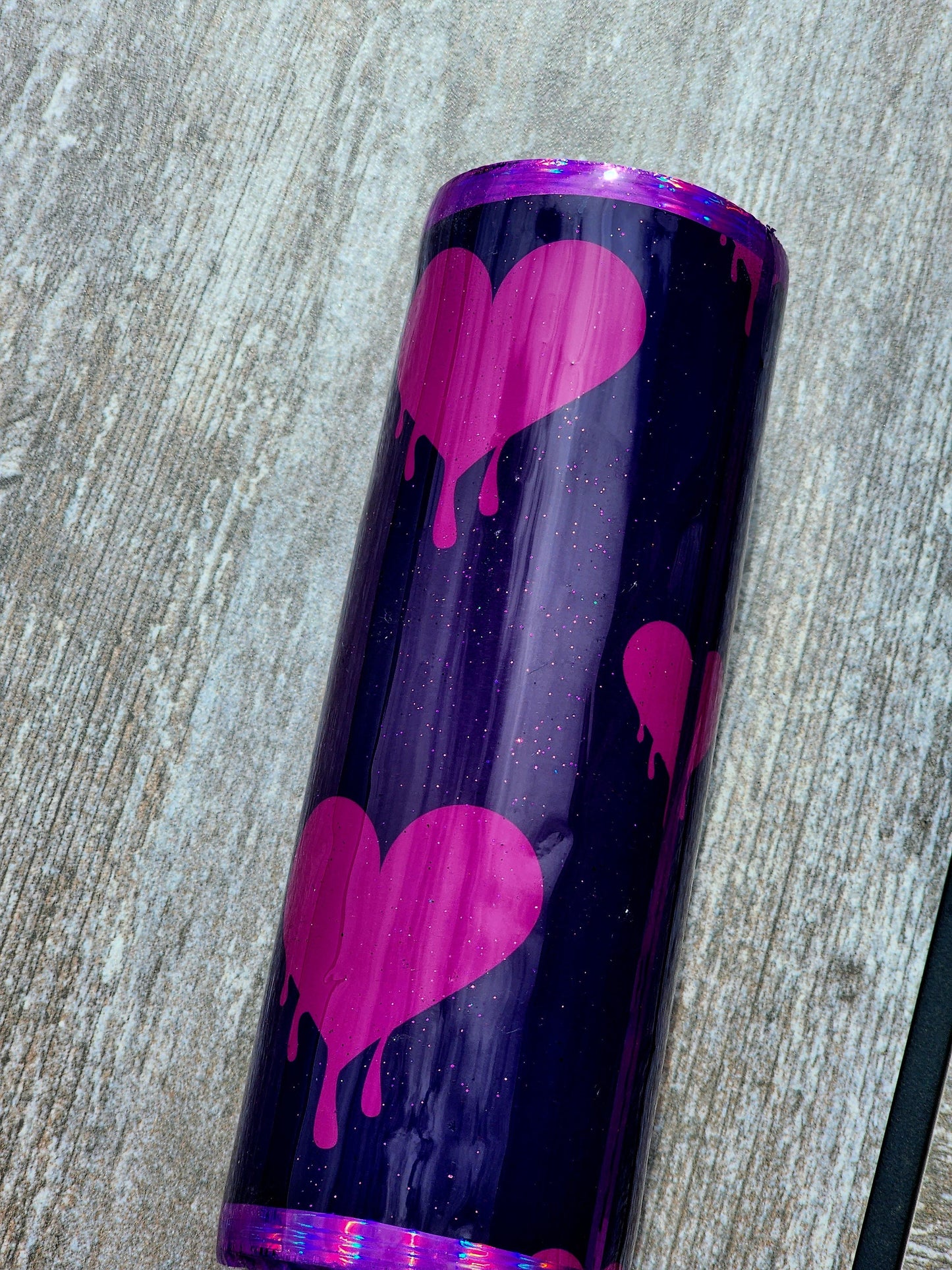 Dripping Heart Gothic Pink Pastel Glitter 20 oz Coffee Tumbler, Insulated Coffee Cup, Spooky Season Gift, Halloween Drinkware, Gothic Gift