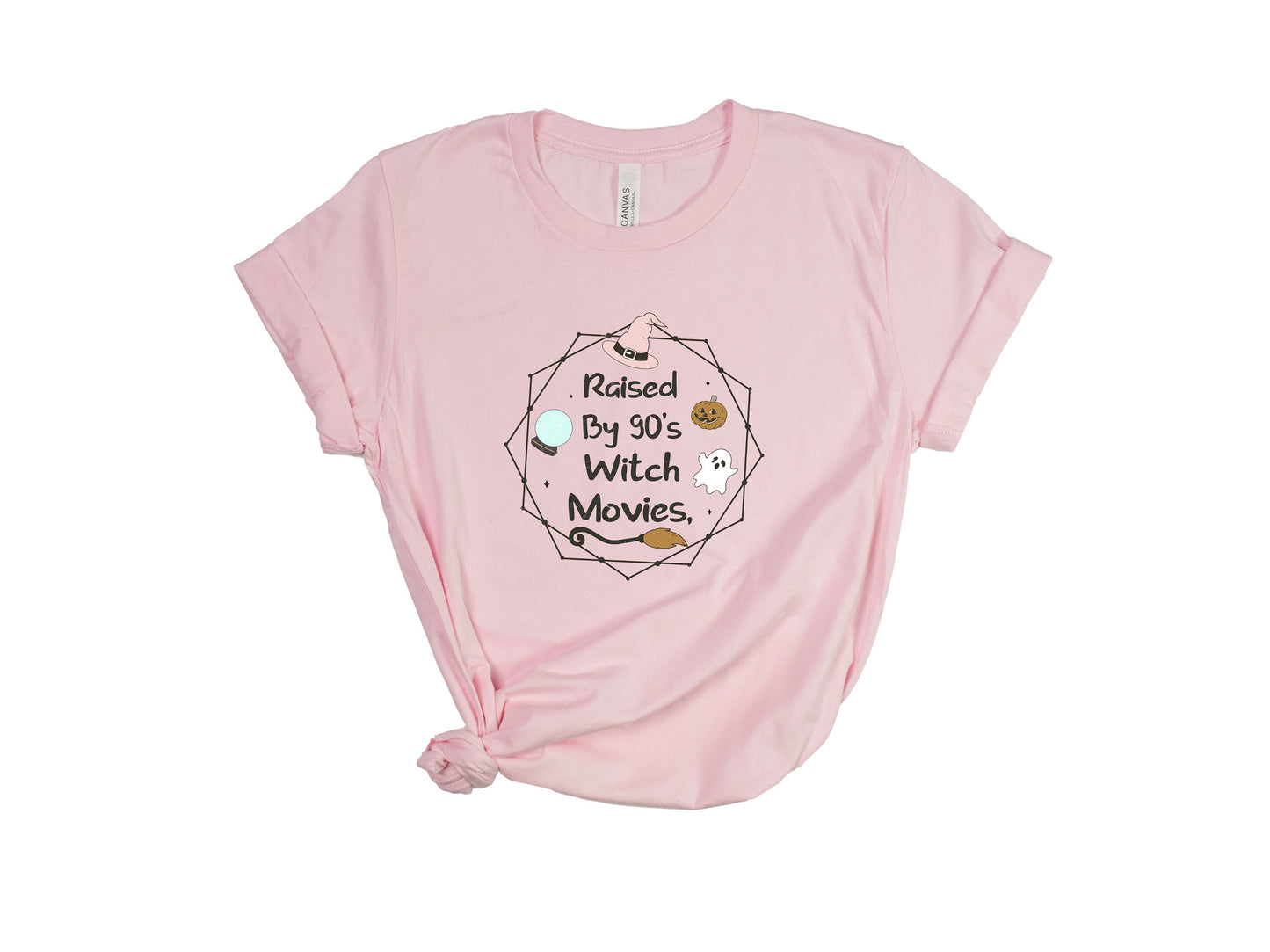 Raised by Witches 90s Baby Crop Top spooky season tee, available in tshirt, halloween shirt, witchy shirt, graphic tee, funny gothic shirt