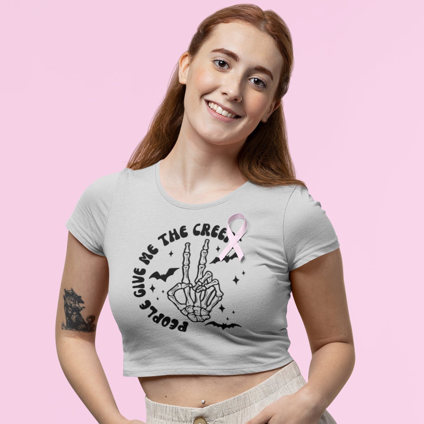 People Give me the Creeps Tee - Available Crop Top or Unisex Tee, Spooky Season Shirt, Flash Tattoo Top, Introvert Clothing, Funny Goth Tee