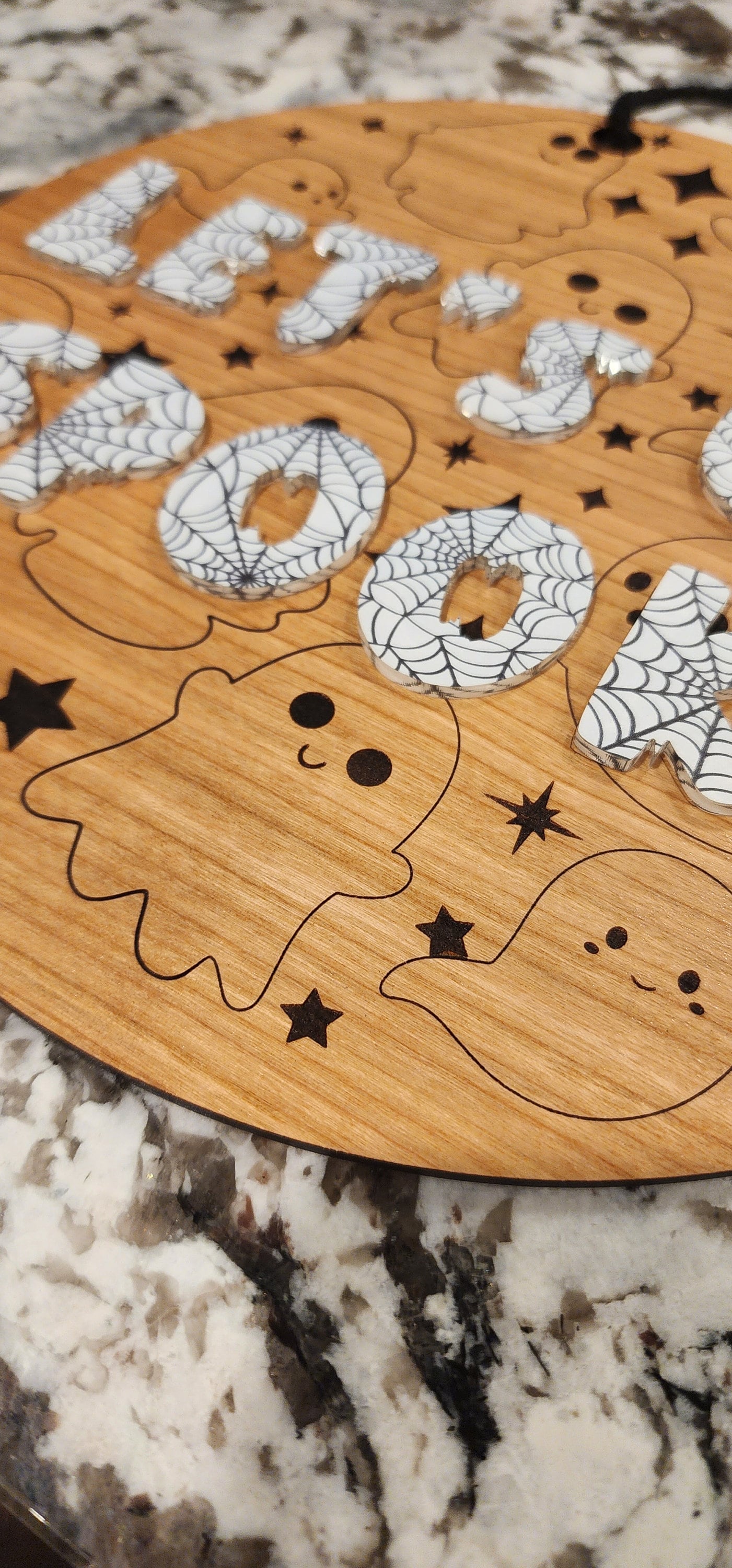 Let's get Spooky Wooden Hanging Door Sign - customization available