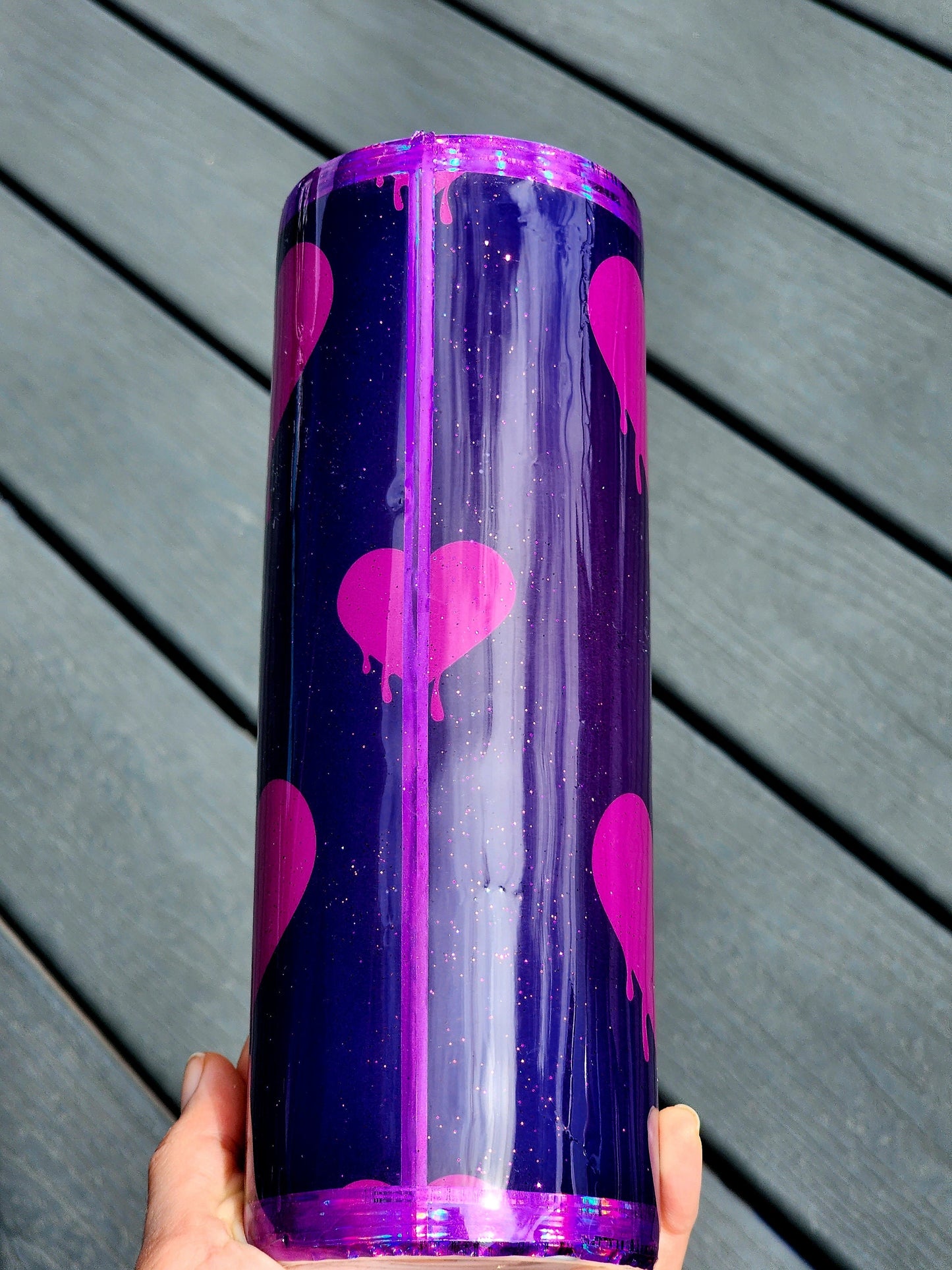 Dripping Heart Gothic Pink Pastel Glitter 20 oz Coffee Tumbler, Insulated Coffee Cup, Spooky Season Gift, Halloween Drinkware, Gothic Gift