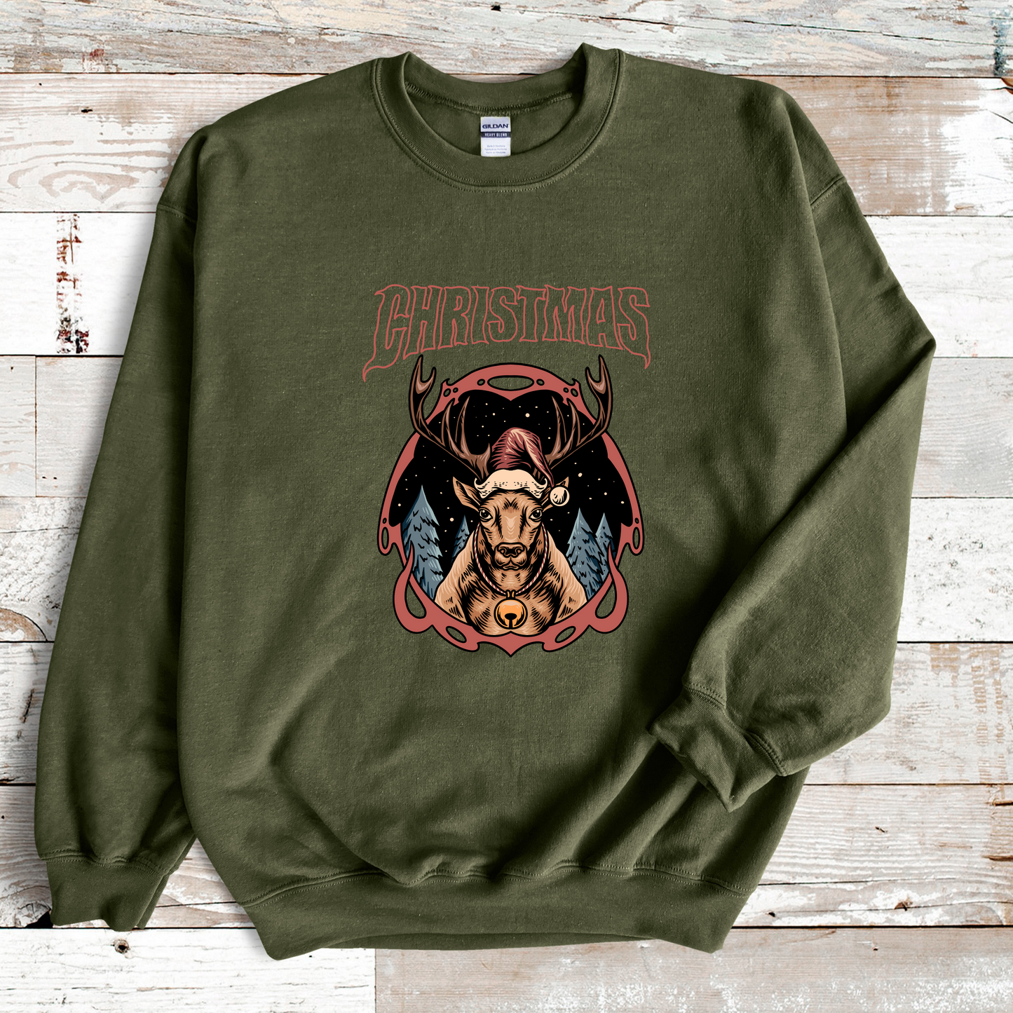 Baphomet Style Flash Tattoo Christmas Reindeer Sweater, Death Metal Tee, Goth Christmas, Flash Tattoo Art, Santa Pentagram, Winter Top