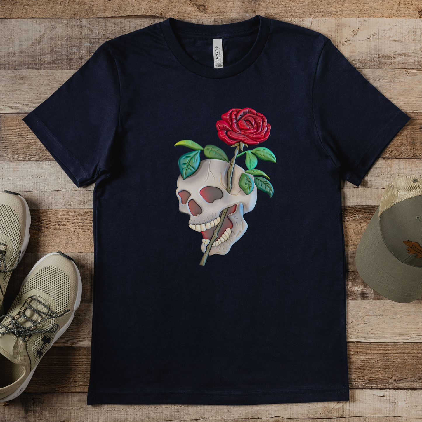 Floral Skull KCB Exclusive Handmade Wood Art Print Apparel