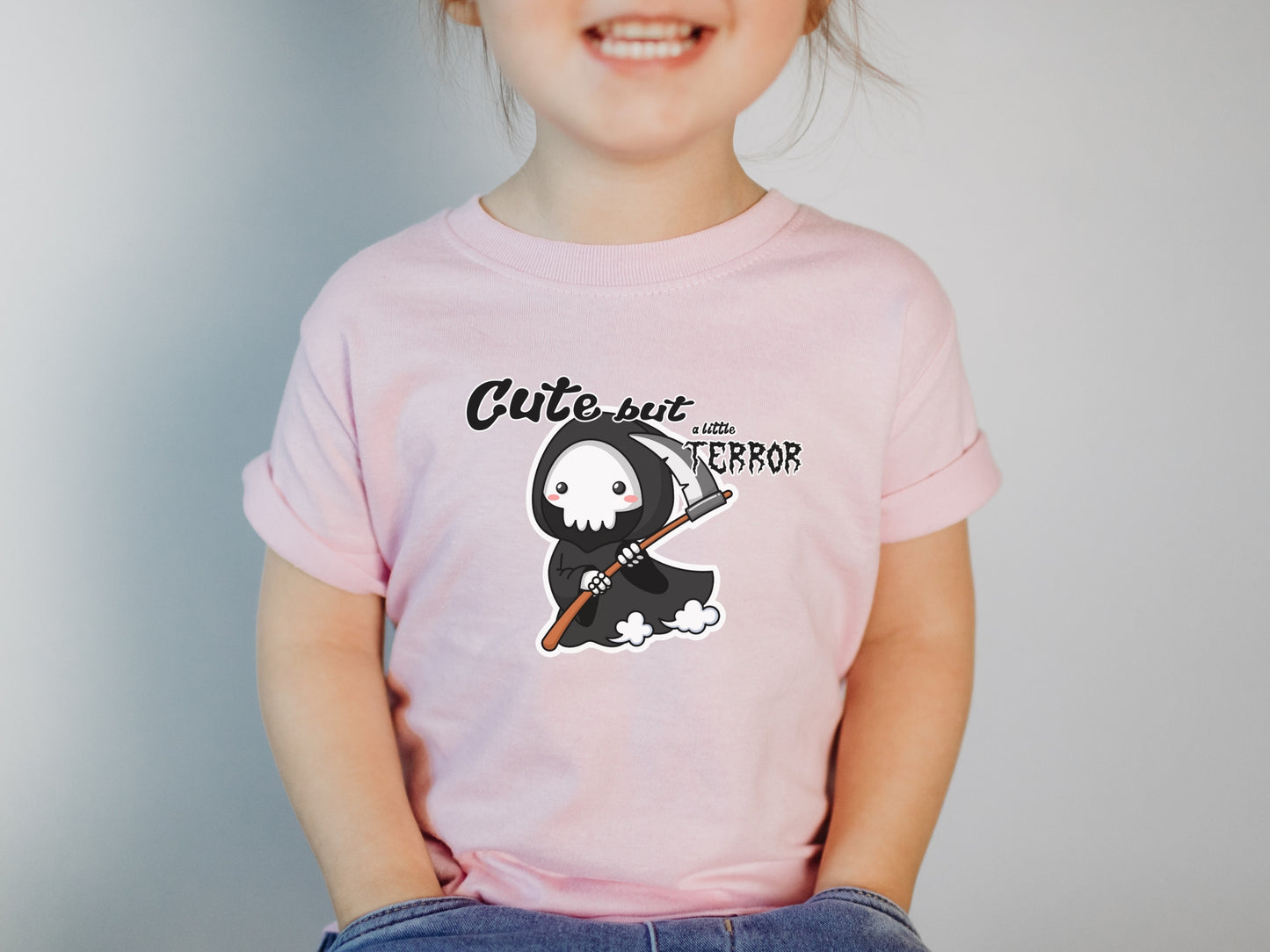 Grim Reaper Toddler Shirt, Funny Toddler Shirt, Halloween Kids Shirt, Goth Toddler Tee, Baby Shower Gift, Funny Kids Shirt, Cute But Terror