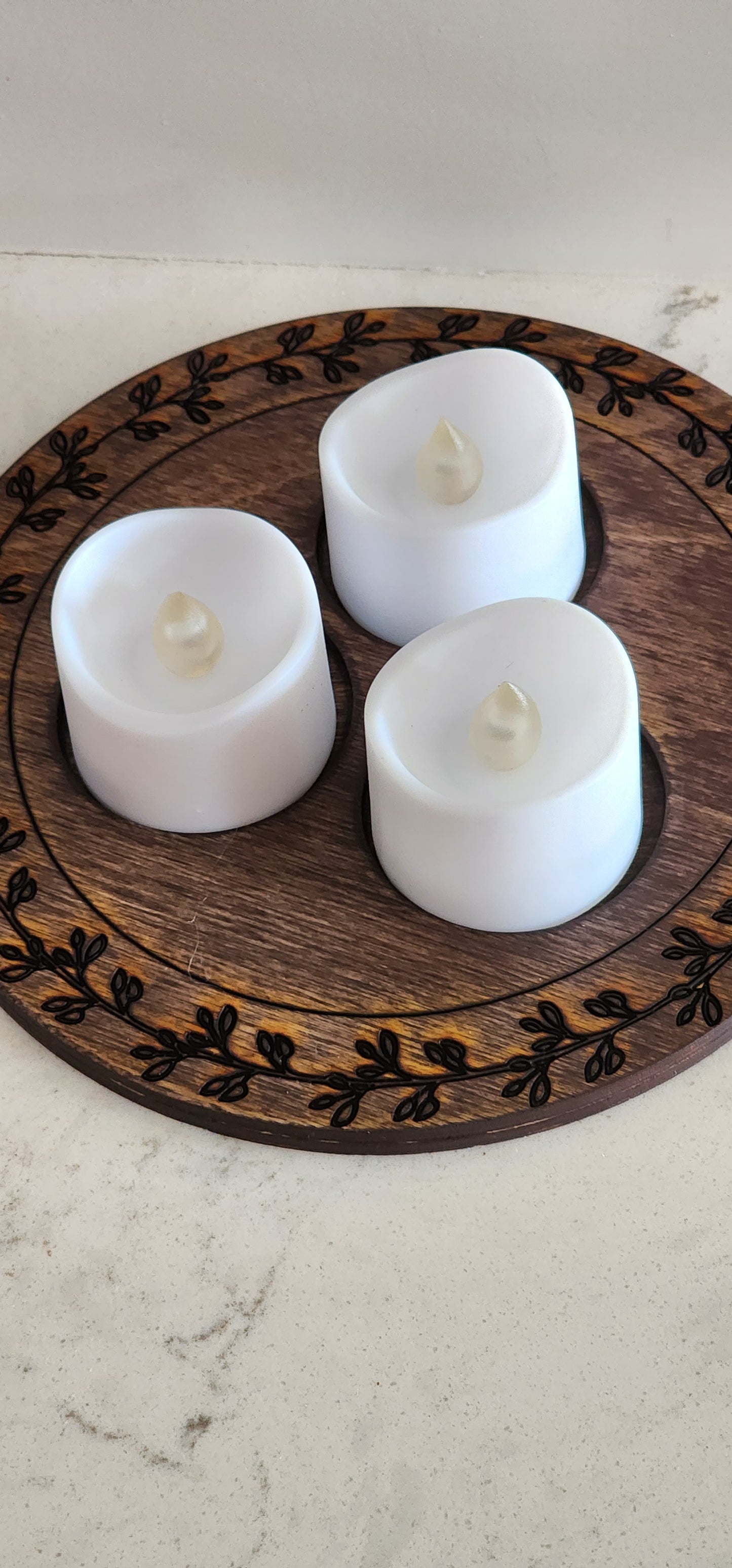 Celtic Style Witchy Leaf Wooden Tealight Holder Decor