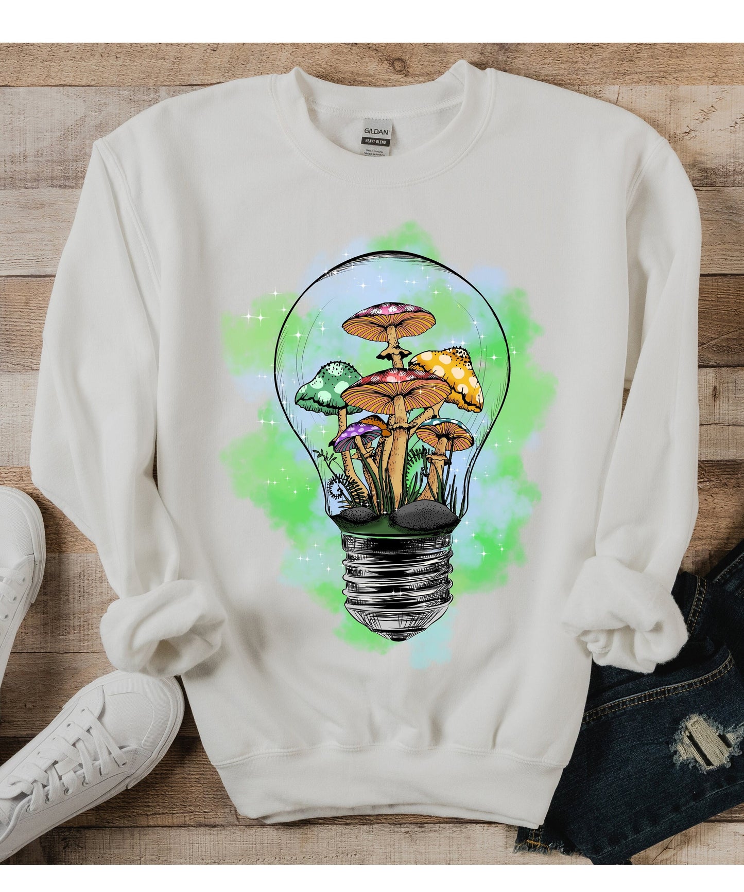 Colorful Retro Mushroom Crewneck Sweatshirt