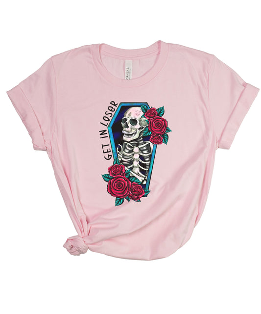 Get in Loser Gothic Coffin Skull Shirt