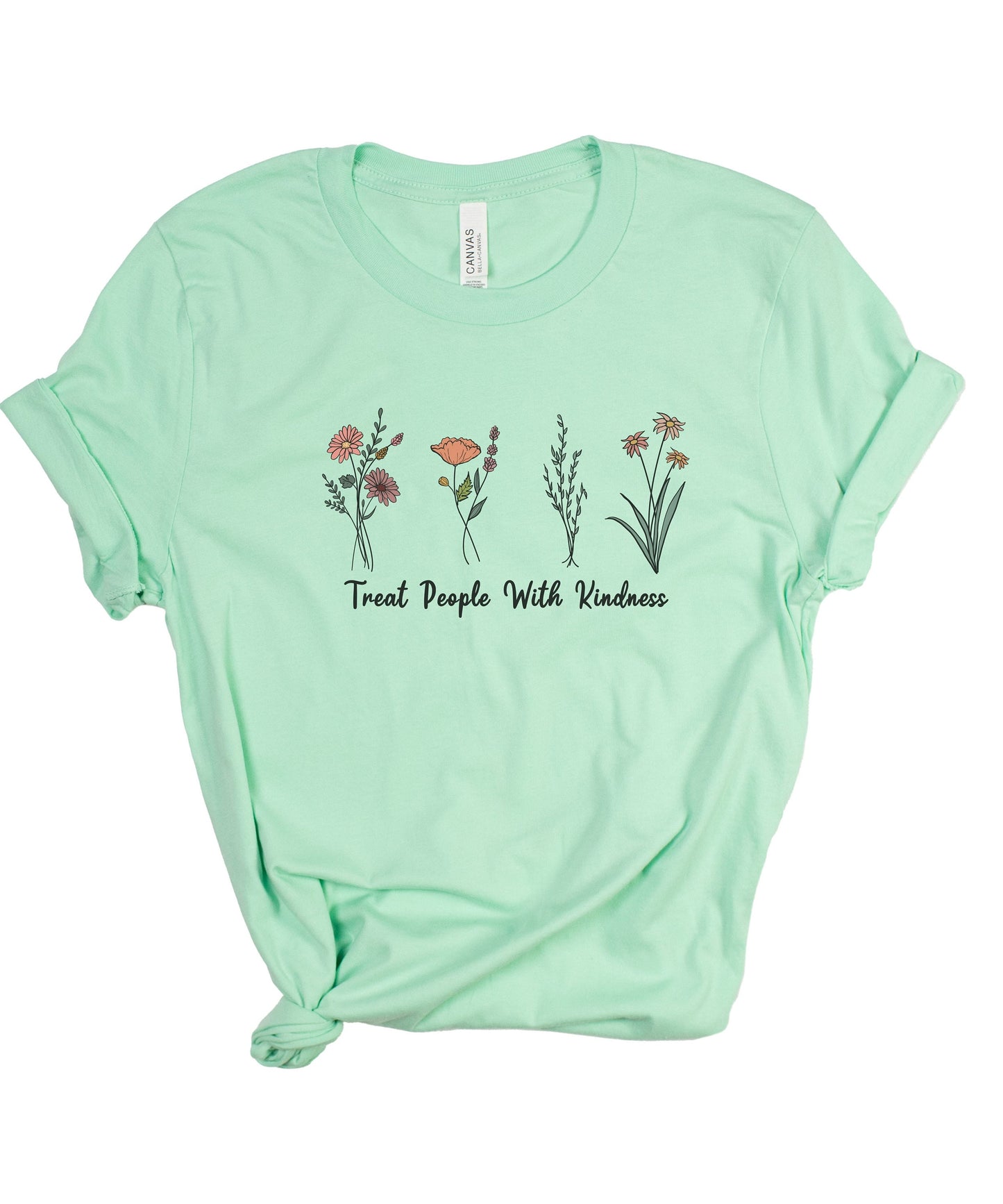 Wild Flowers Treat People With Kindness Mental Health Awareness Positivity T-Shirt