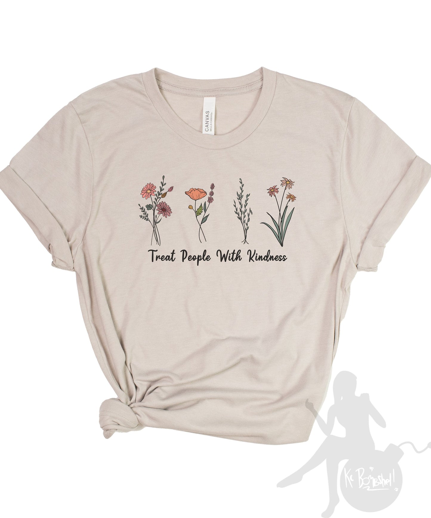 Wild Flowers Treat People With Kindness Mental Health Awareness Positivity T-Shirt