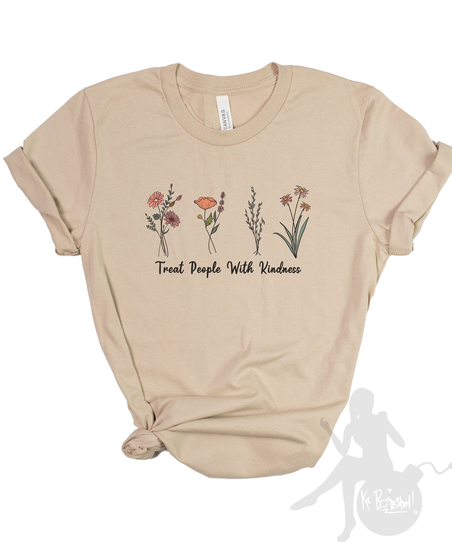 Wild Flowers Treat People With Kindness Mental Health Awareness Positivity T-Shirt