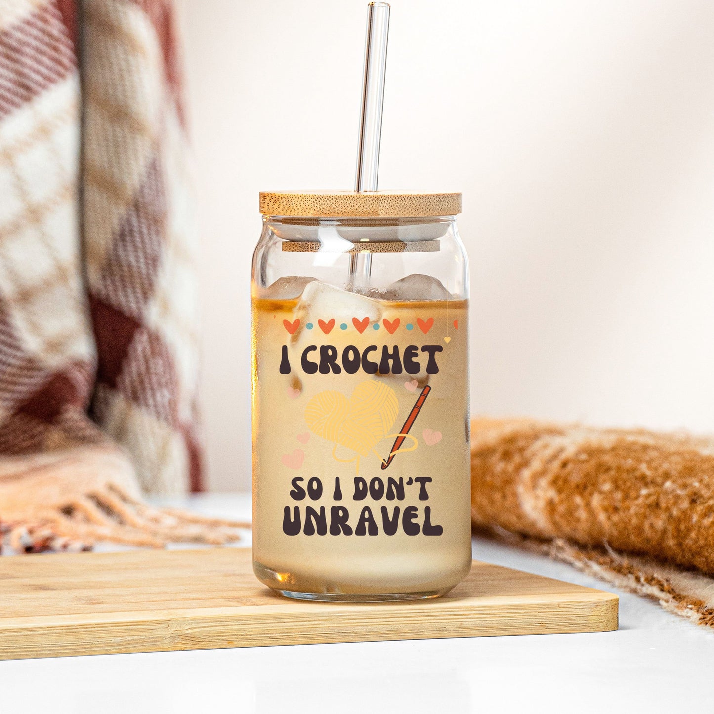 Crochet Lover Iced Coffee Glass Can