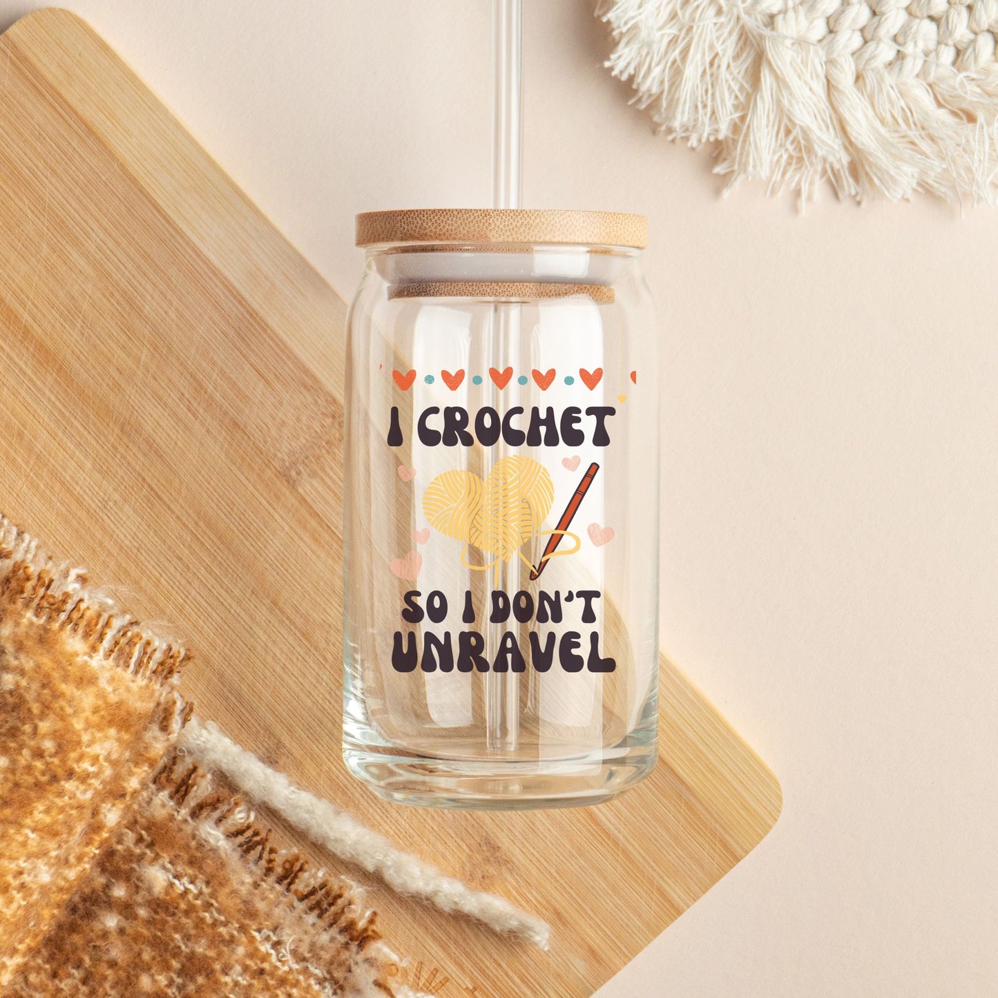 Crochet Lover Iced Coffee Glass Can