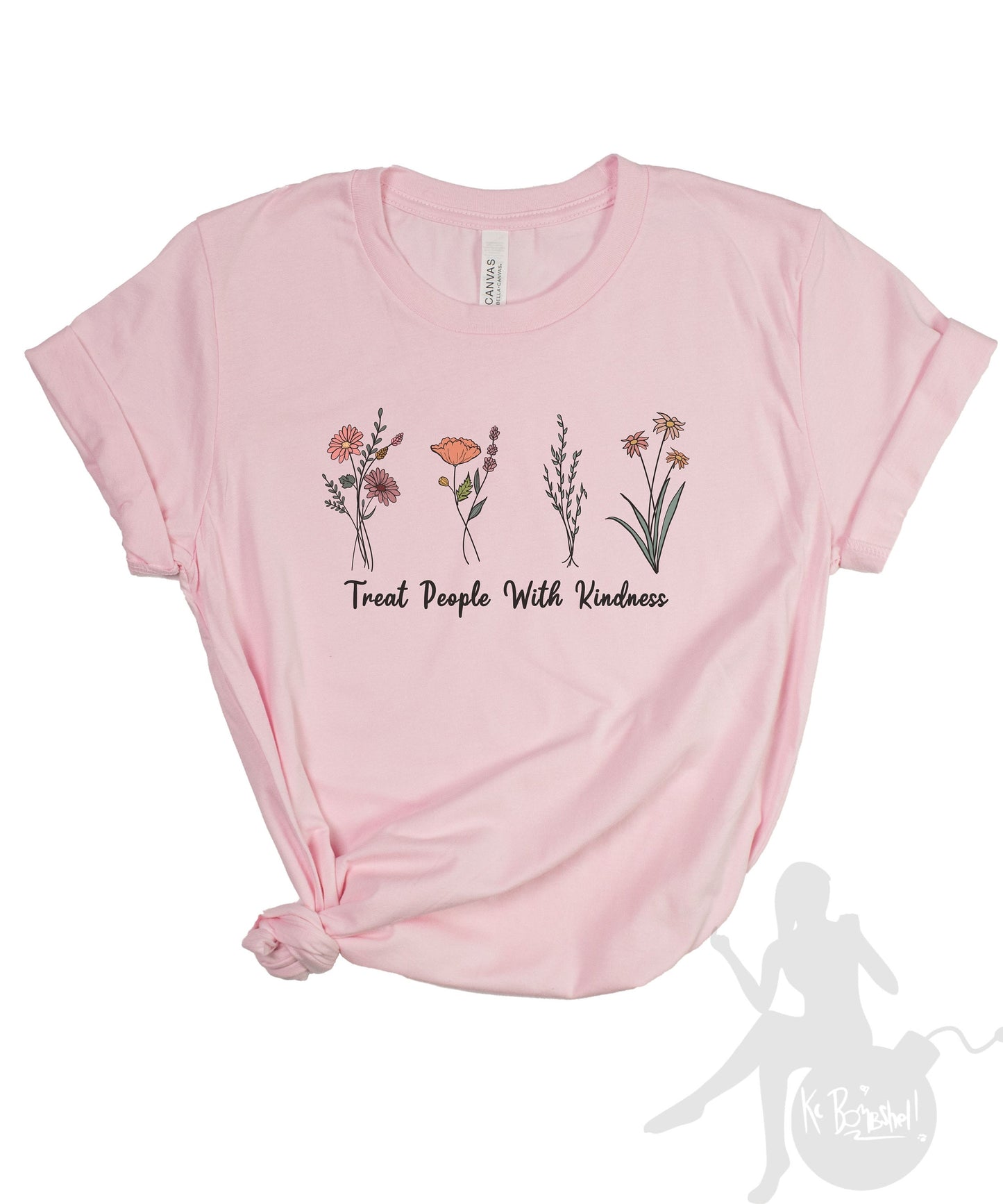 Wild Flowers Treat People With Kindness Mental Health Awareness Positivity T-Shirt