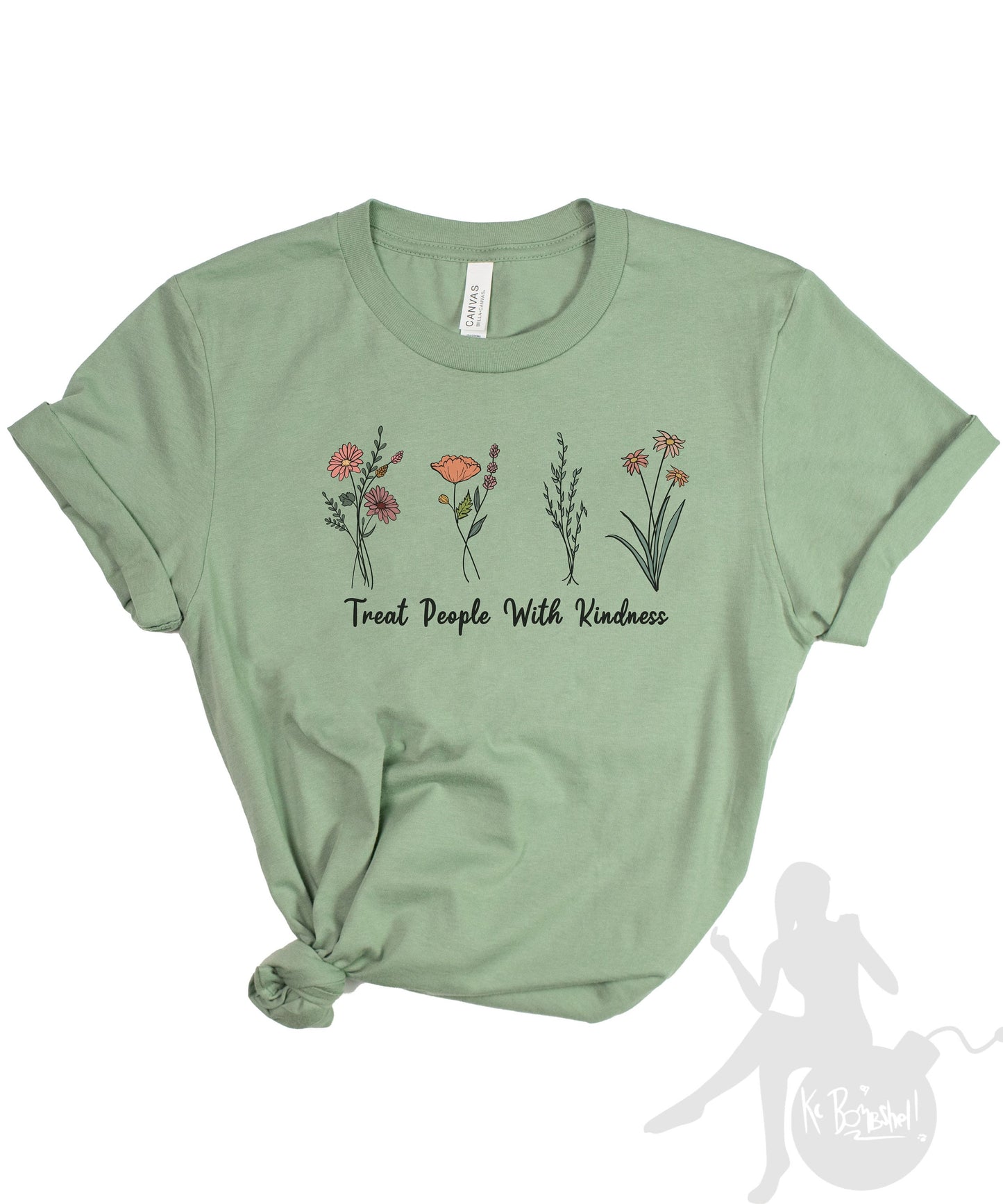 Wild Flowers Treat People With Kindness Mental Health Awareness Positivity T-Shirt