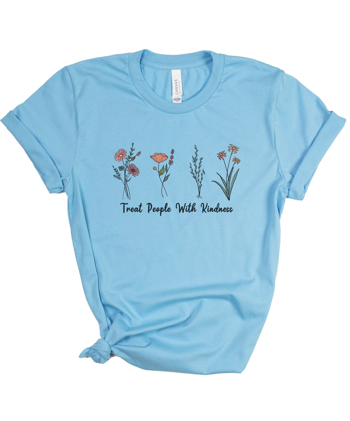 Wild Flowers Treat People With Kindness Mental Health Awareness Positivity T-Shirt