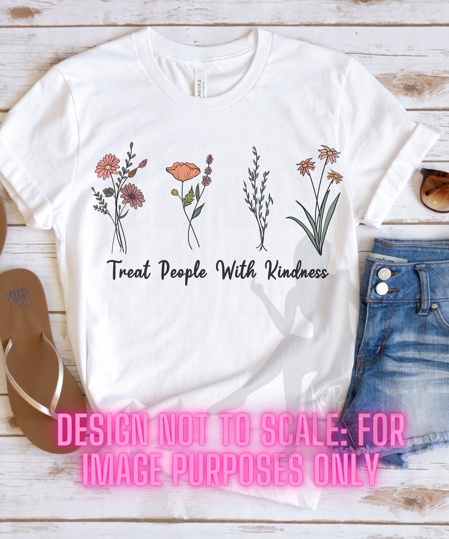 Wild Flowers Treat People With Kindness Mental Health Awareness Positivity T-Shirt