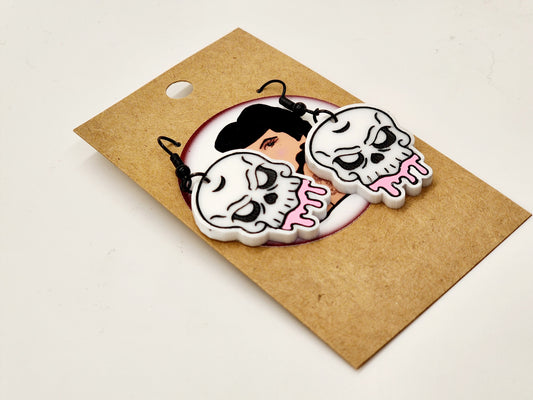 Drippy Skull Gothic Earrings Handmade Jewelry