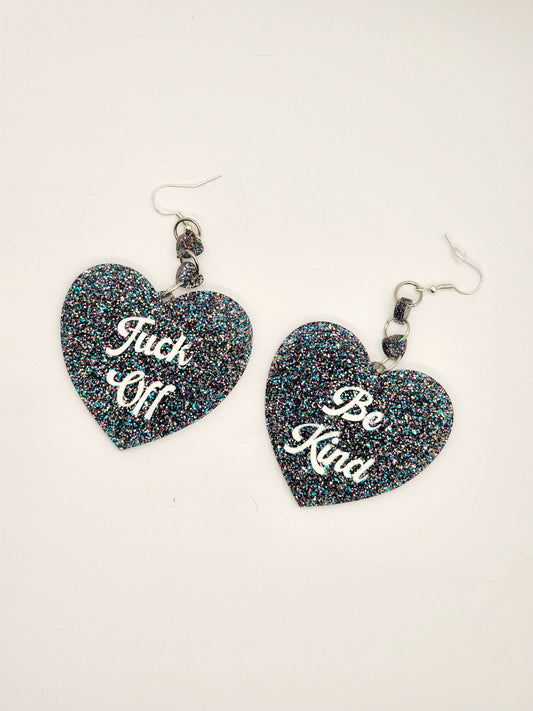 Be Kind F*ck Off Glitter Handmade Jewelry Earrings