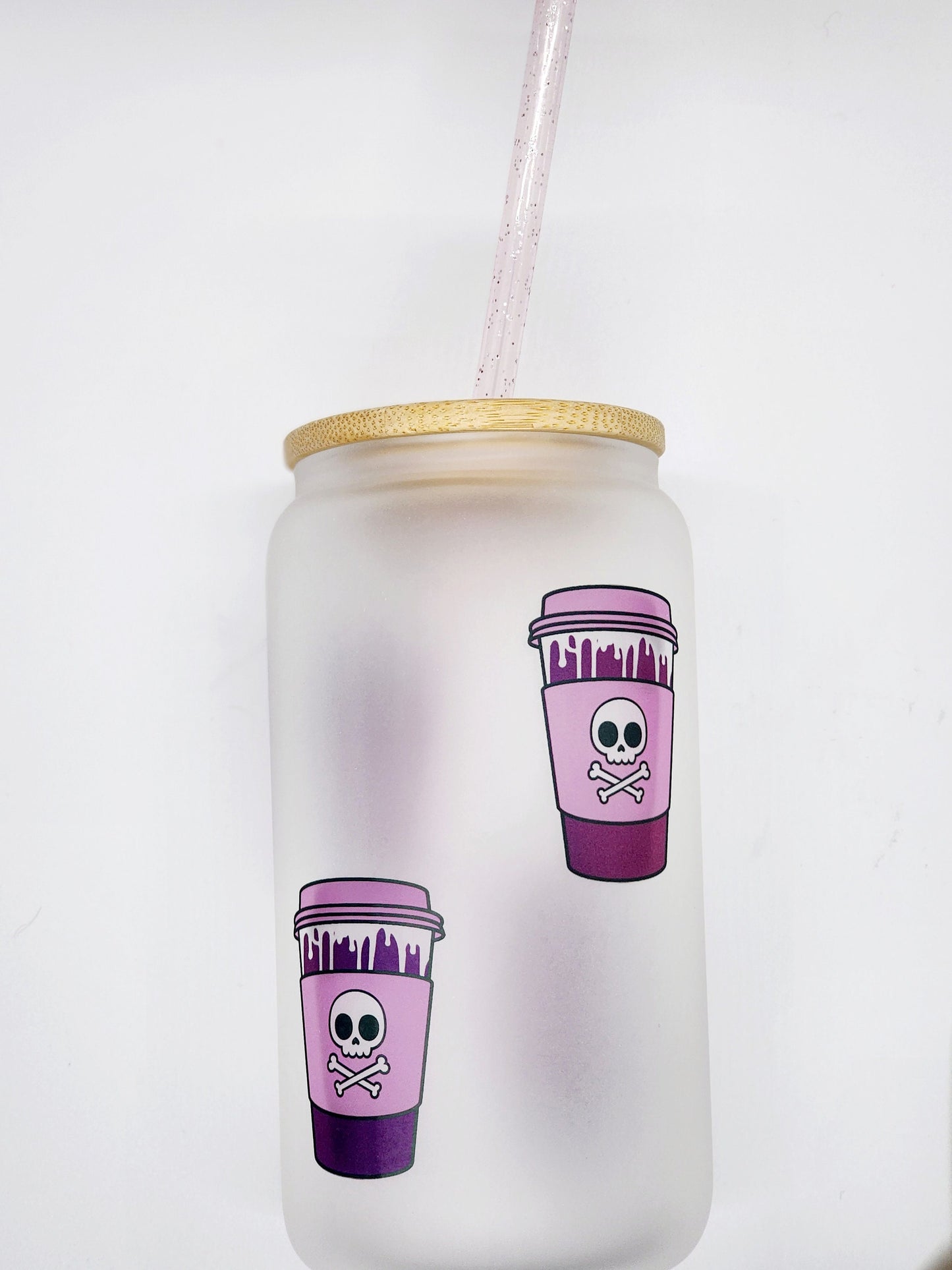 Pastel Goth Skull Glass Can 16 oz