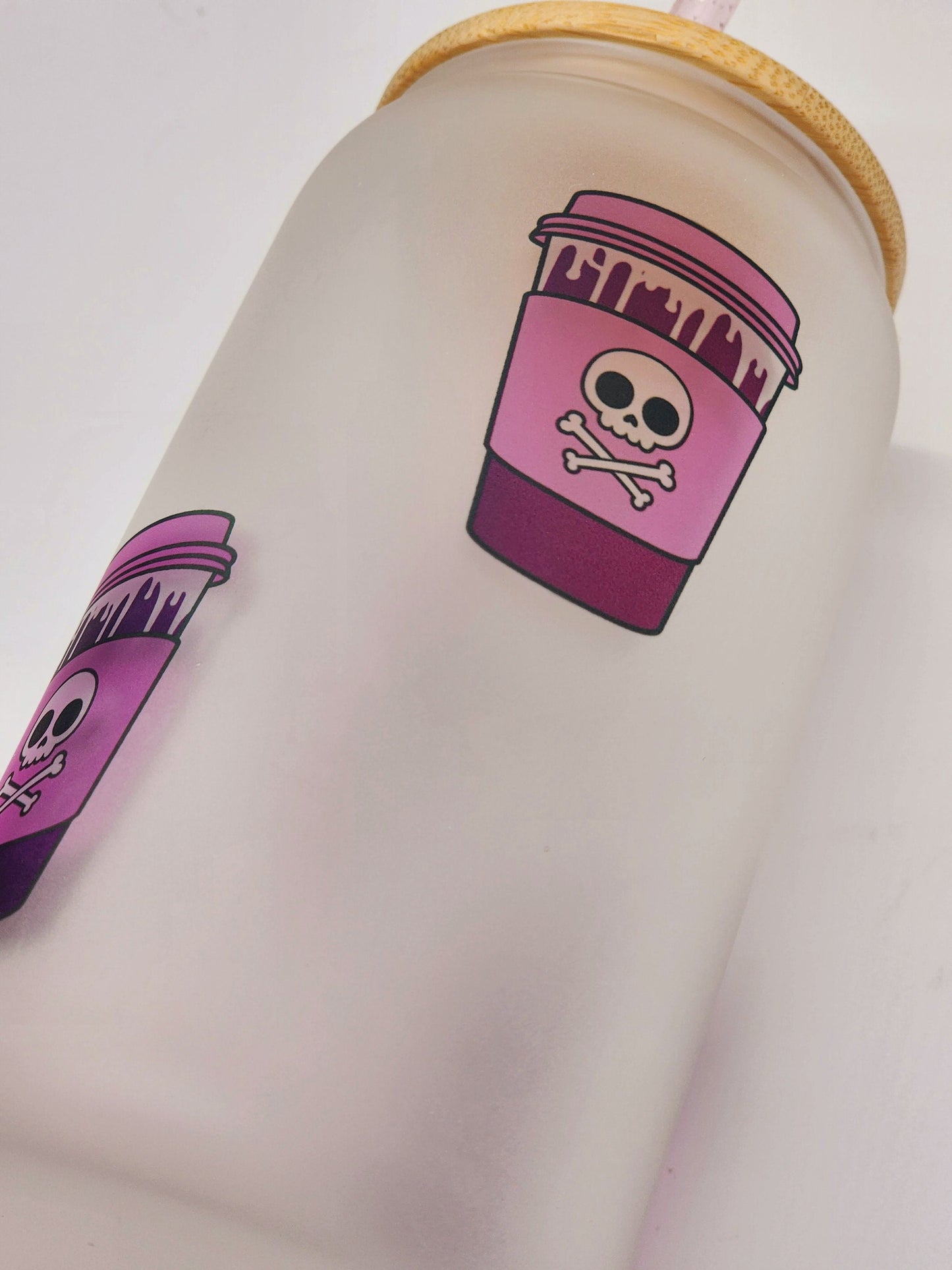 Pastel Goth Skull Glass Can 16 oz