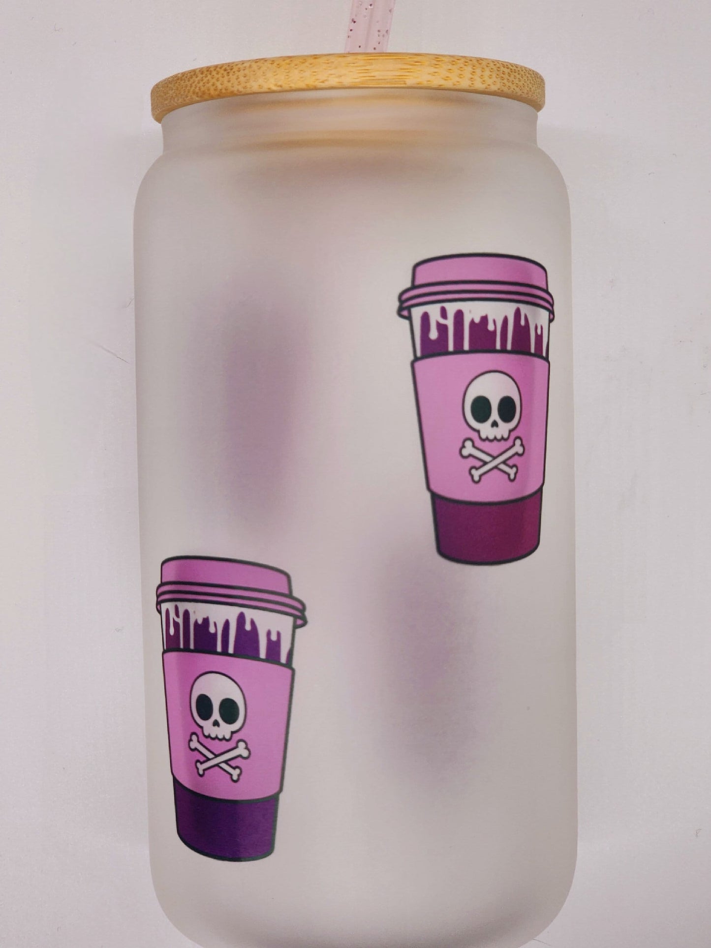 Pastel Goth Skull Glass Can 16 oz