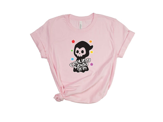 Cute Grim Reaper Shirt, Funny Goth Tee, Mental Health Shirt, Kawaii Goth Shirt, Pastel Goth Clothing, Feeling Grim Tee, Halloween Shirt