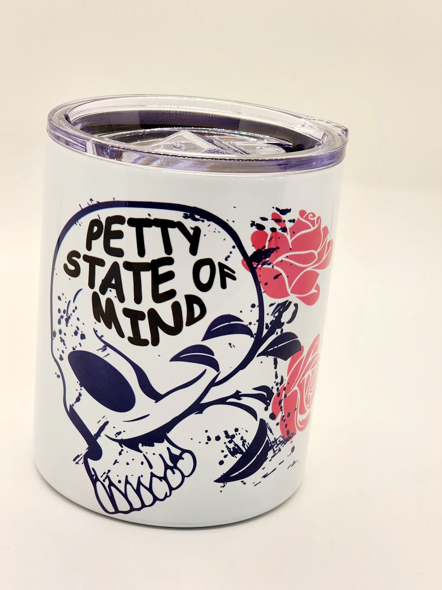 Petty State of Mind Skull Roses Gothic Tumbler 10 oz Insulated