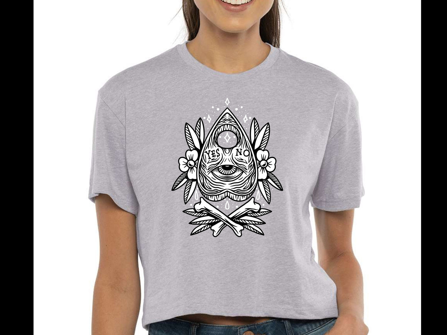 Flash Tattoo Planchette Spirit Board Crop Top & Graphic Tee,