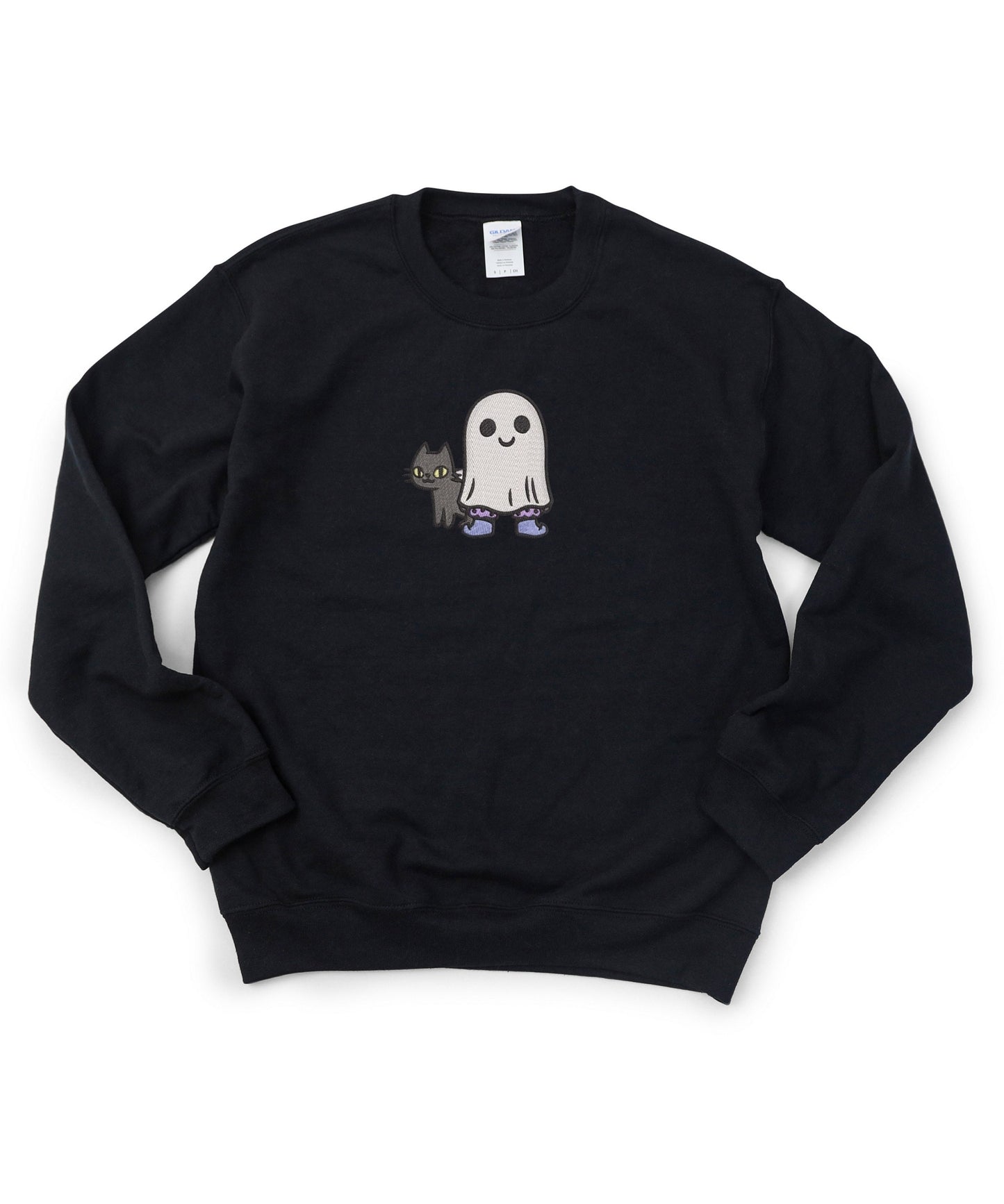 Embroidered Ghost Cat Shirt Halloween & Spooky Season