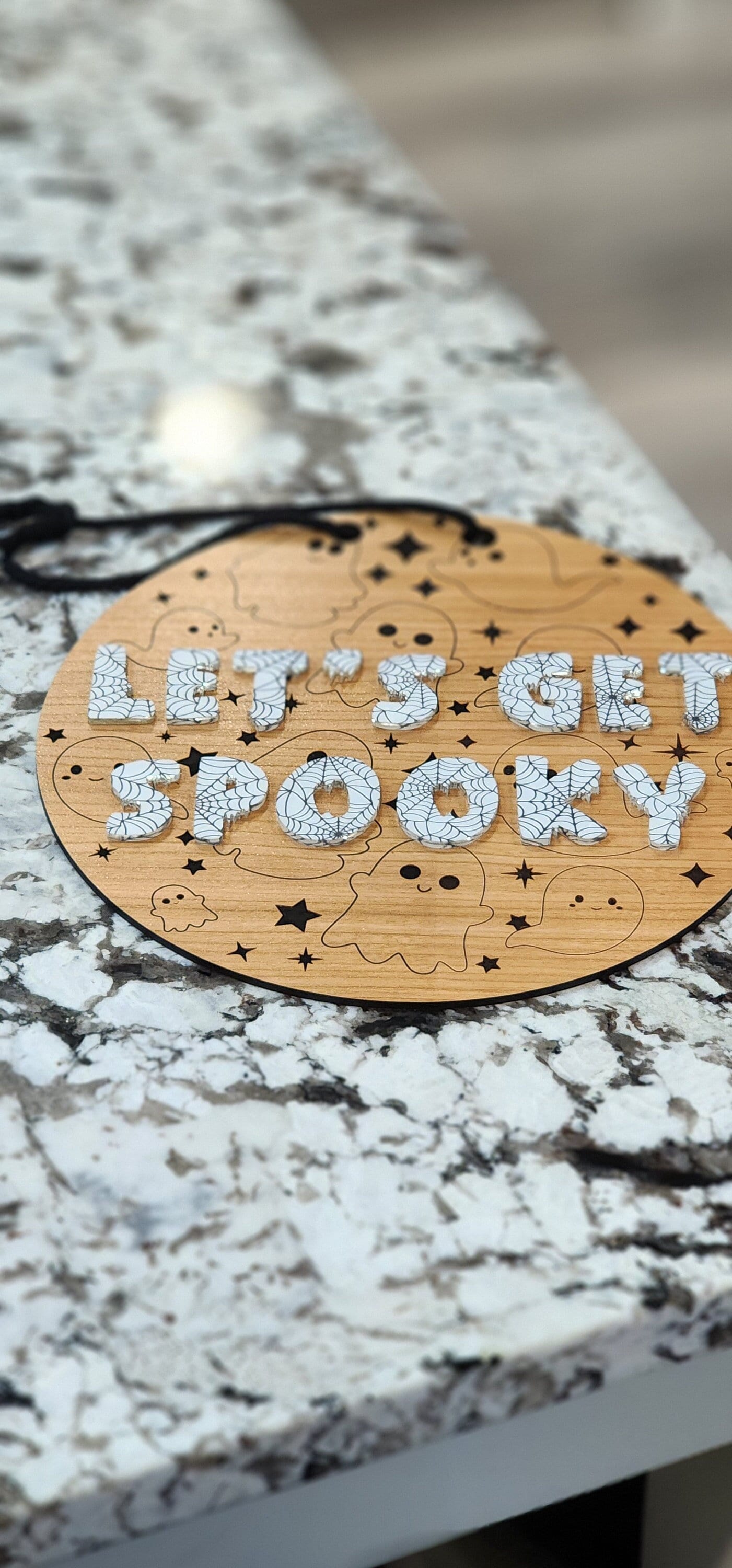 Let's get Spooky Wooden Hanging Door Sign - customization available