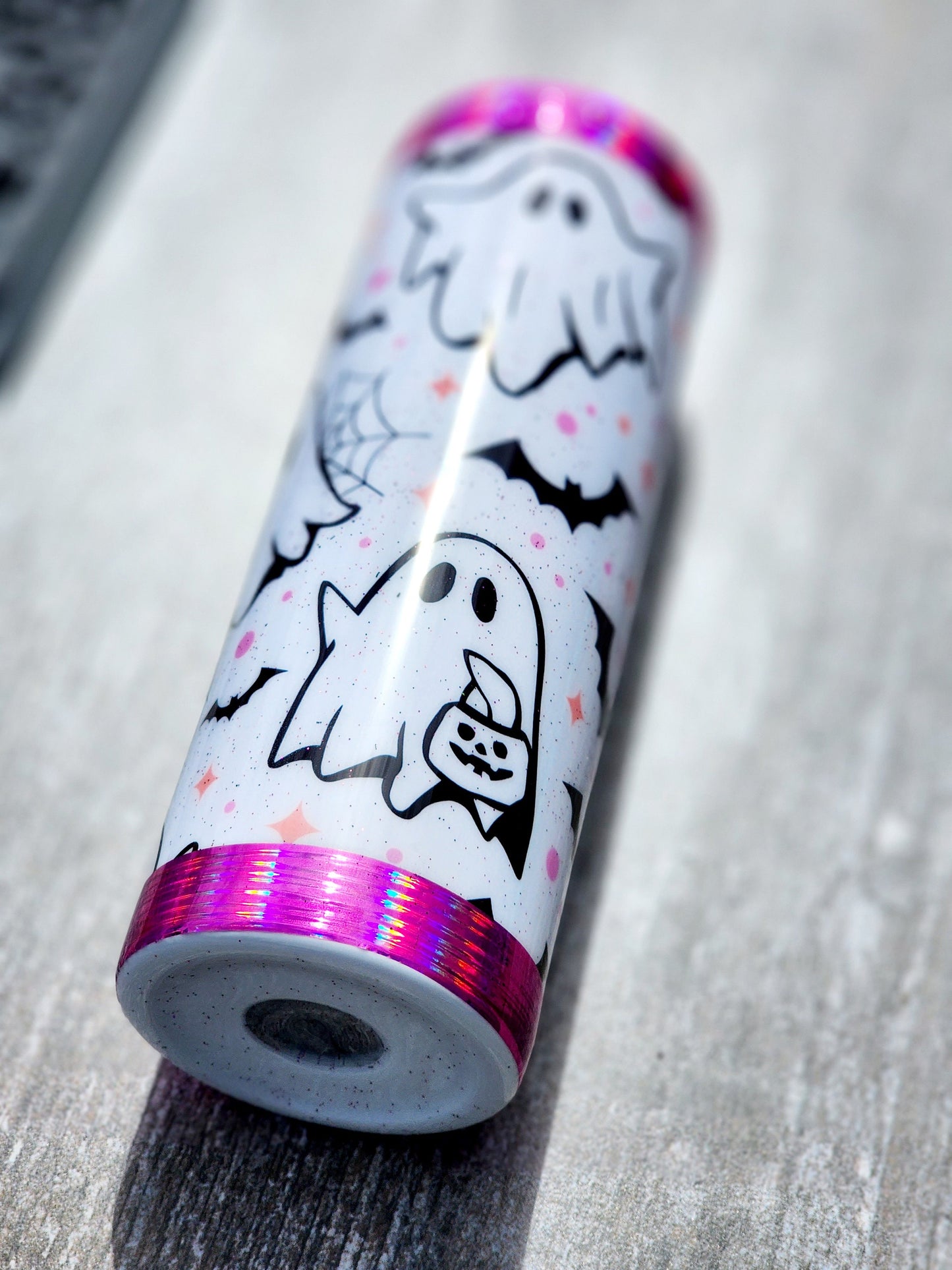 Cute Ghost Bat Pink Glitter Spooky Season 20 oz Insulated Tumbler