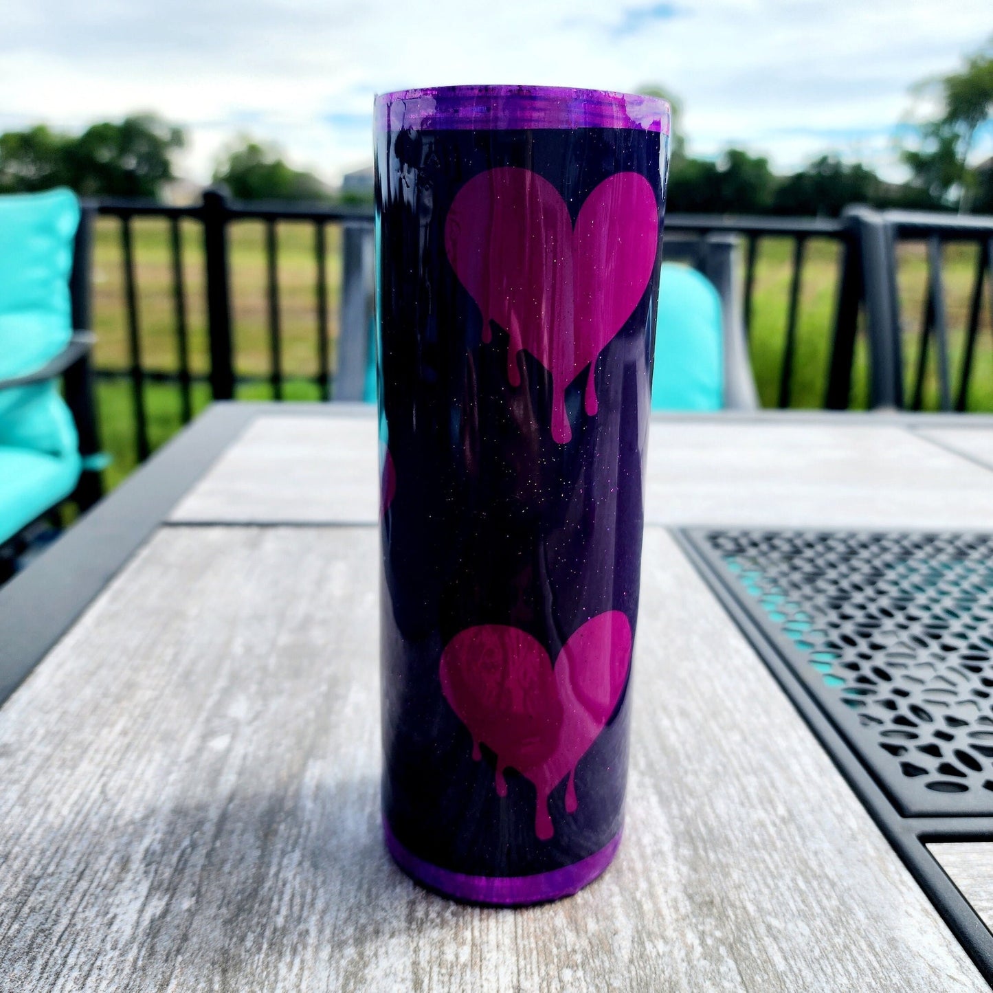 Dripping Heart Gothic Pink Pastel Glitter 20 oz Coffee Tumbler Insulated Coffee Cup