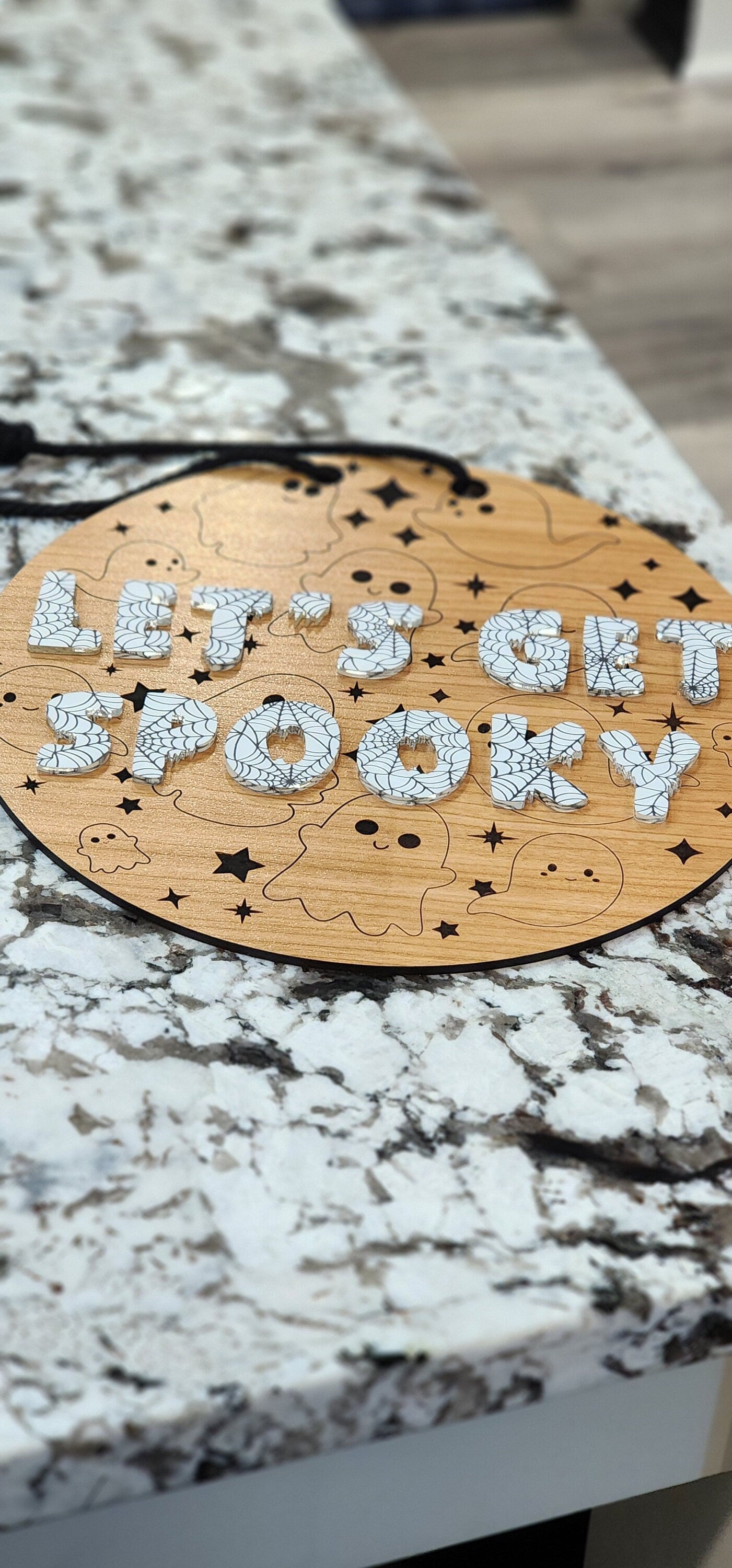 Let's get Spooky Wooden Hanging Door Sign - customization available