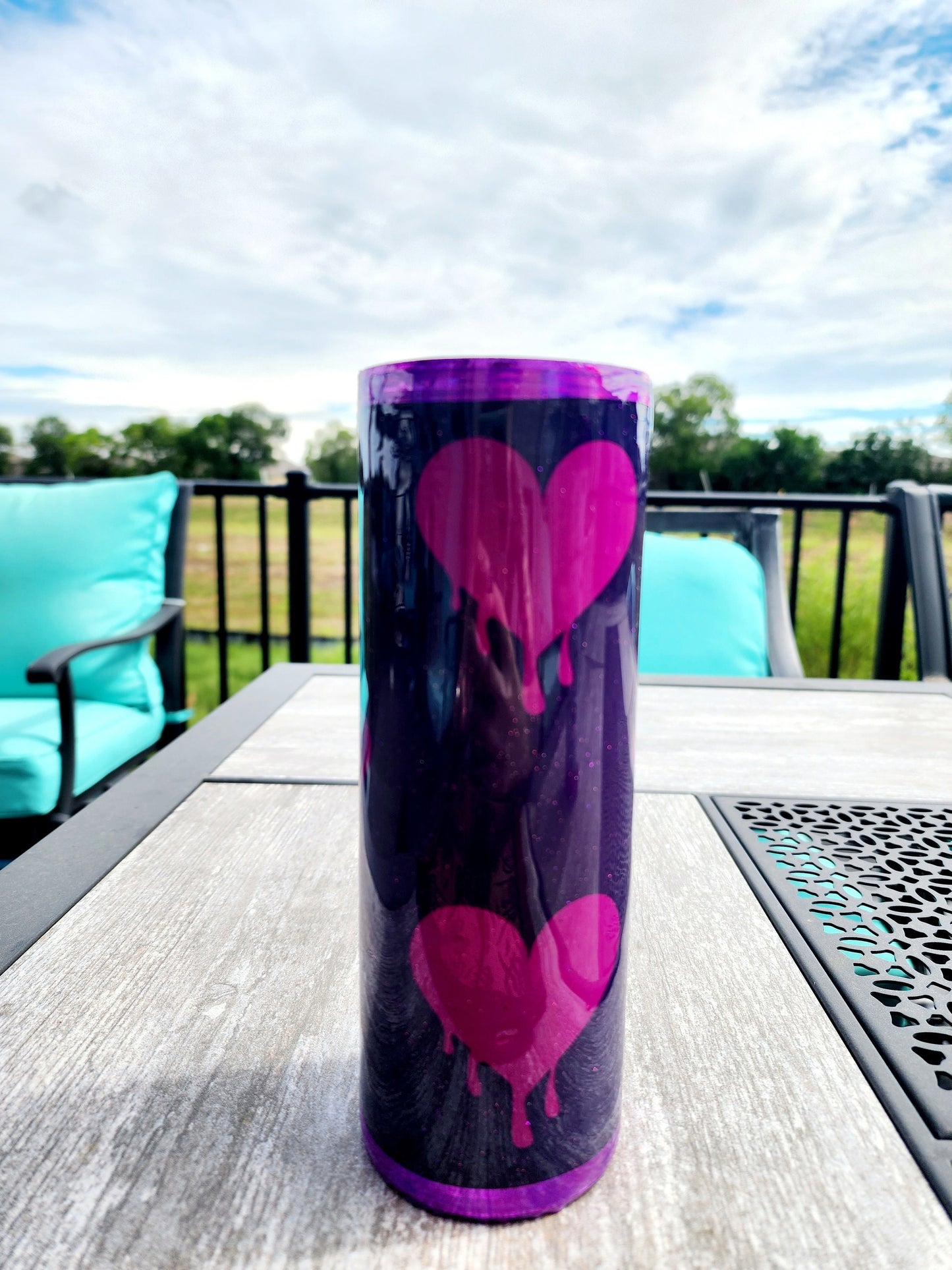 Dripping Heart Gothic Pink Pastel Glitter 20 oz Coffee Tumbler Insulated Coffee Cup